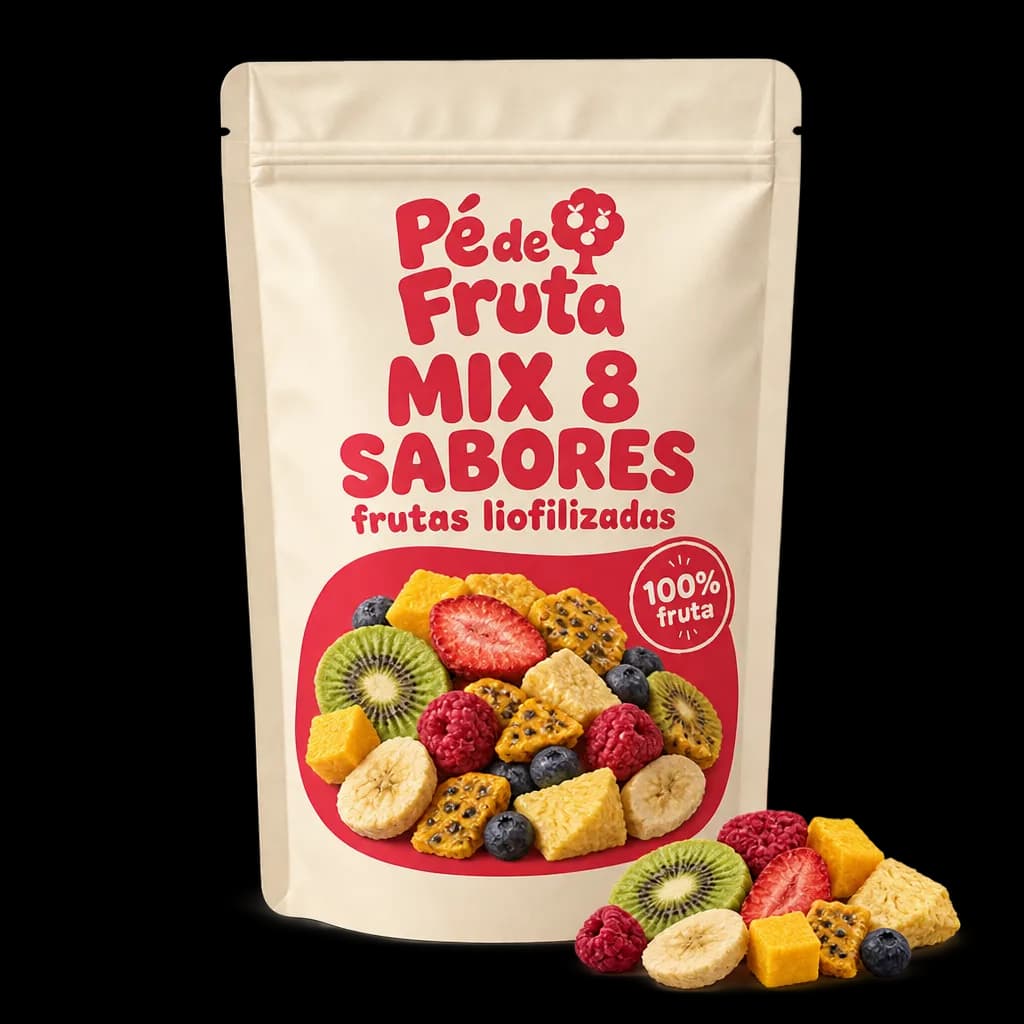 Embalagem Pé de Fruta de Mix 8 sabores frutas liofilizadas